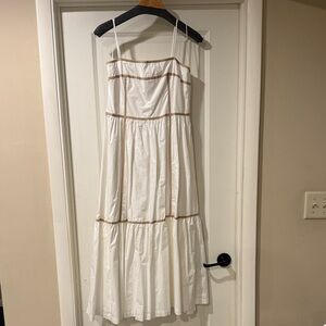 Chic White Spaghetti Strap Midi Dress